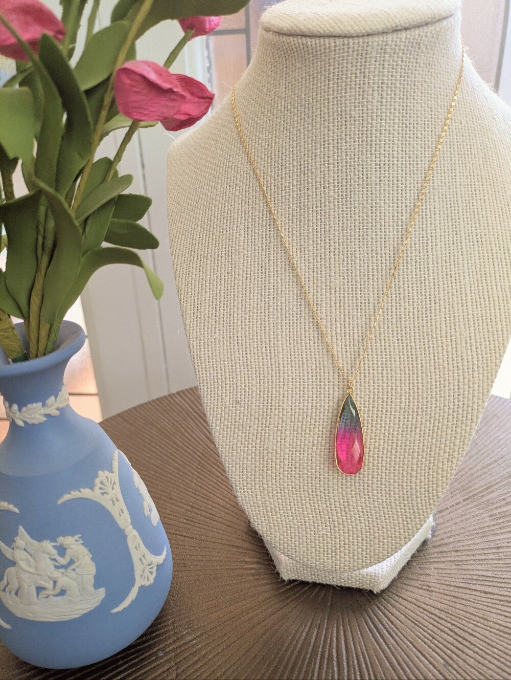 Artisan Made Watermelon Stone Necklace